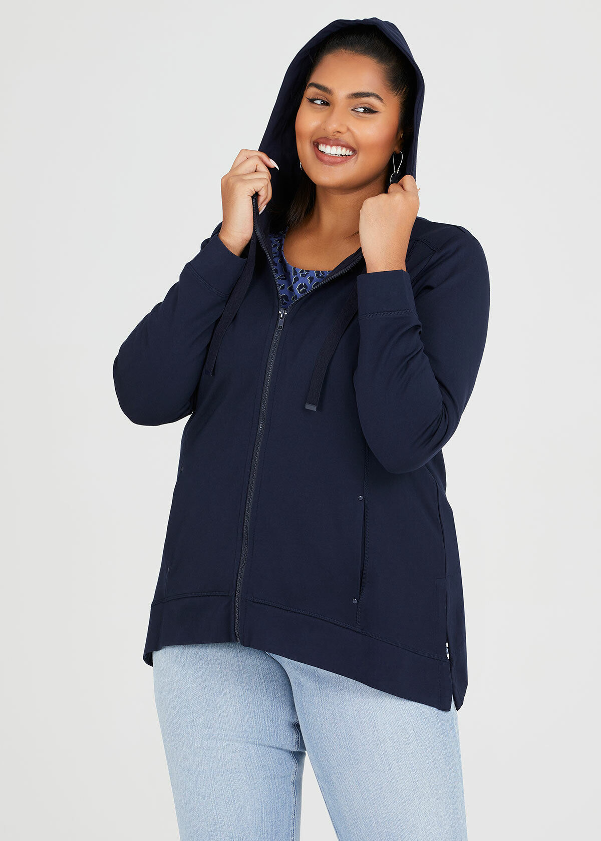 Shop Plus Size Bamboo Ponte Hoodie in Blue Taking Shape AU