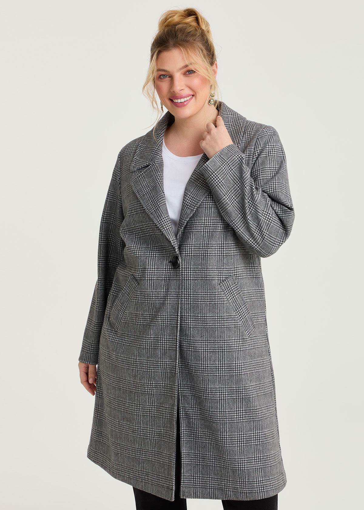 Shop Plus Size Check Longline Jacket, Multi | Taking Shape AU
