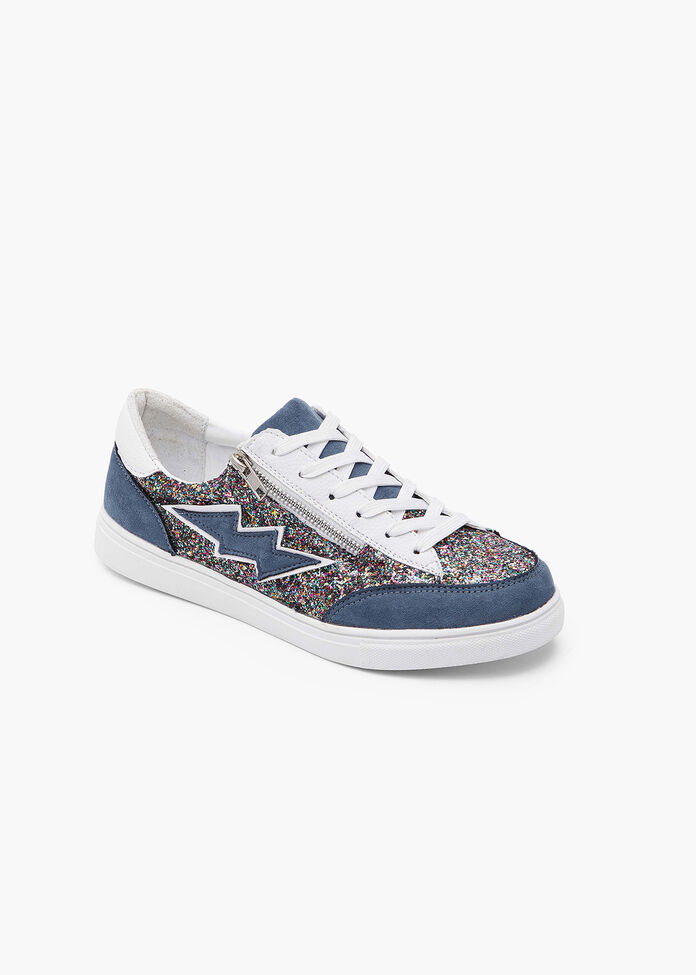 Shop Blue Glitter Side Zip Sneaker Comfortable Shoes Taking