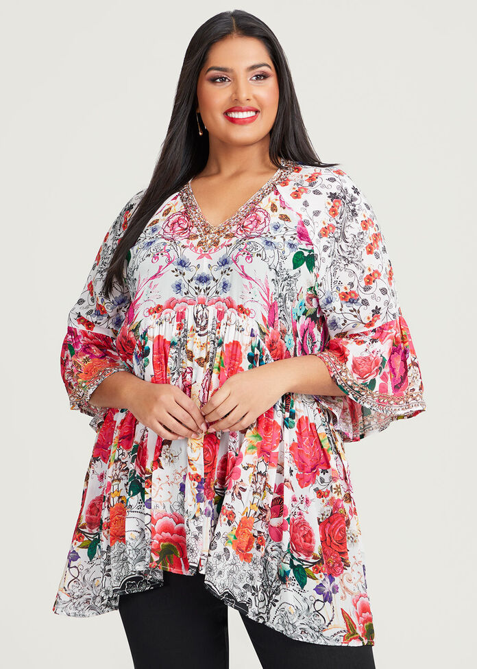 Shop Plus Size Natural Floral Bliss Tunic in Multi | Taking Shape AU