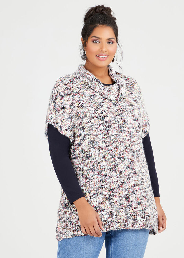 Cowl Neck Mix Jumper, , hi-res