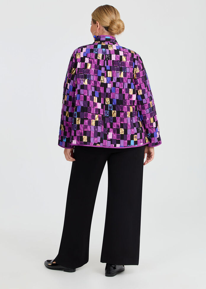 Shop Plus Size Reversible Check Quilt Jacket, Purple | Taking Shape AU