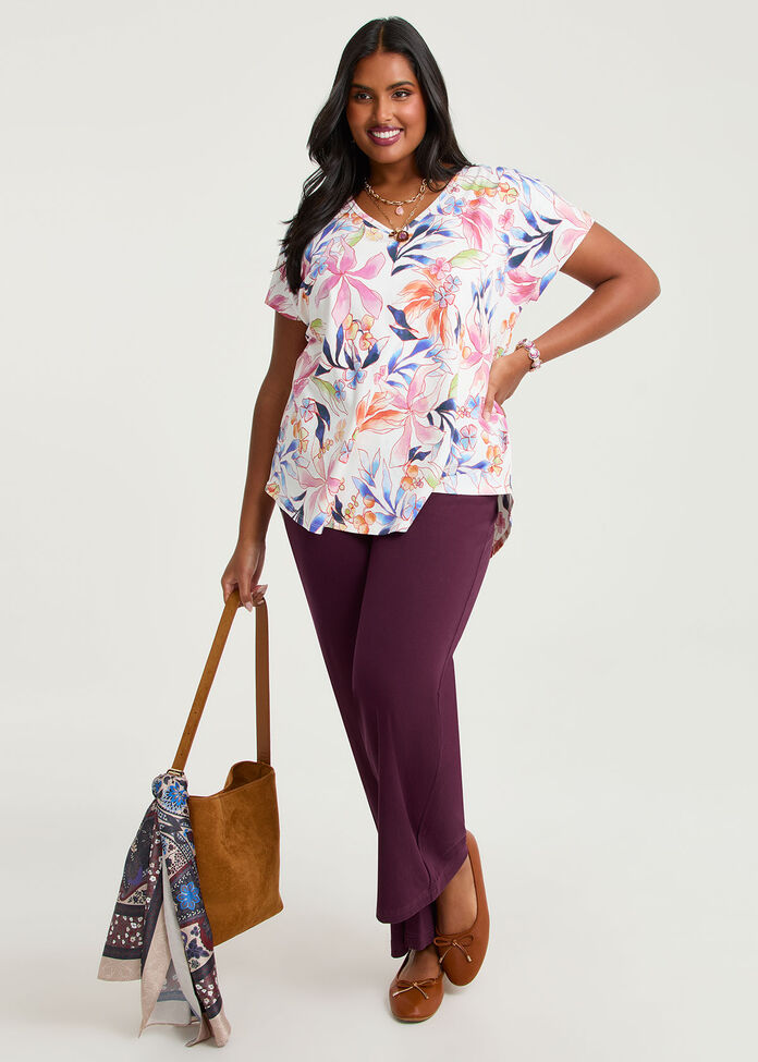 Cotton Watercolour Floral T-shirt, , hi-res