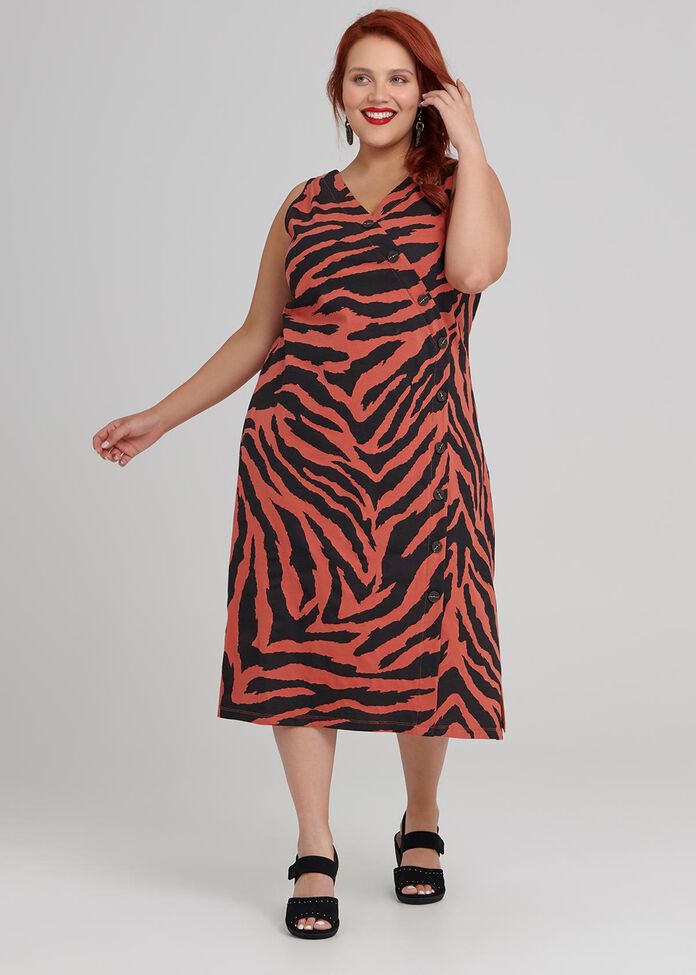 Abstract Zebra Dress, , hi-res