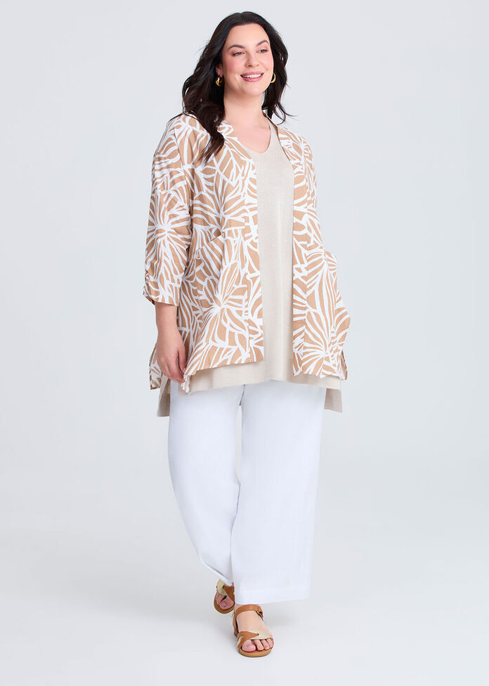 Drape Linen Bamboo Cardigan, , hi-res