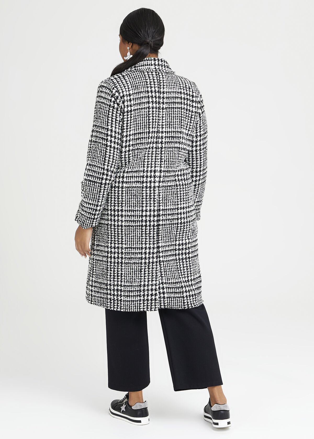 Wool Blend Check Coat
