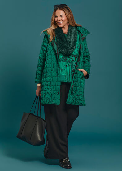 Plus Size Pinch Tuck Taffeta Reversible Coat