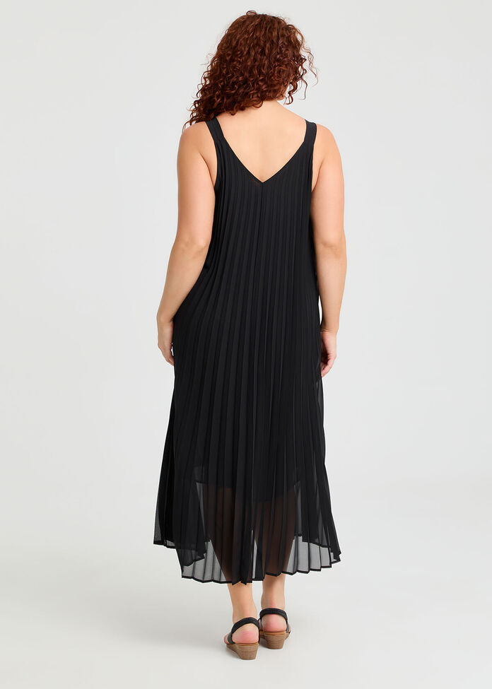Pleated Paradise Midi Dress, , hi-res
