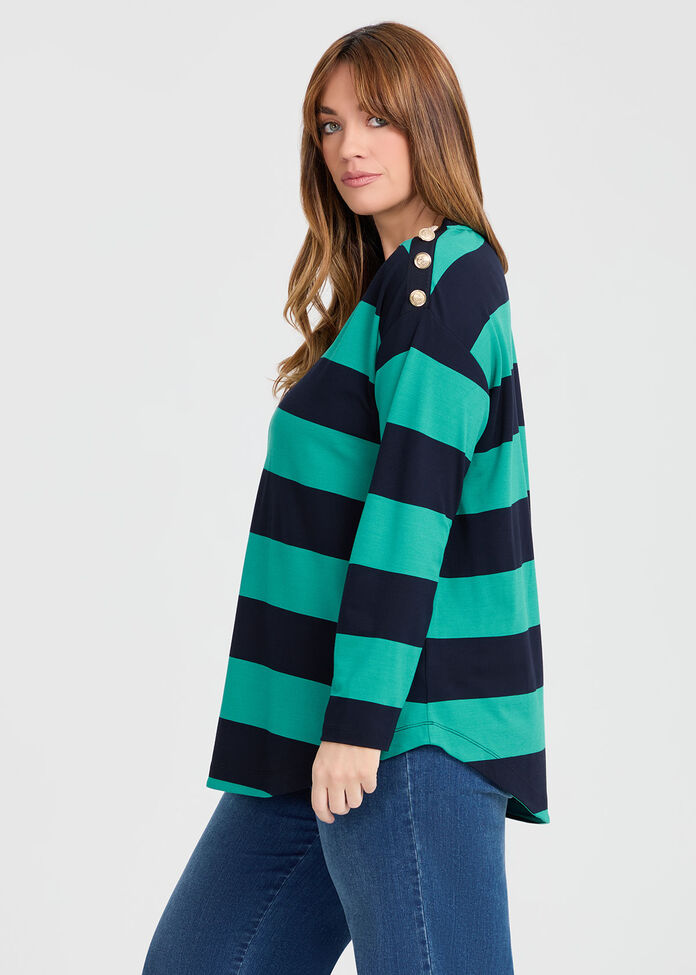 Bamboo Ponte 2 Tone Stripe Top, , hi-res