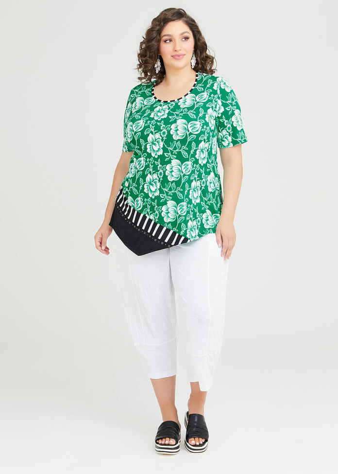 Jade Floral & Stripe Top, , hi-res