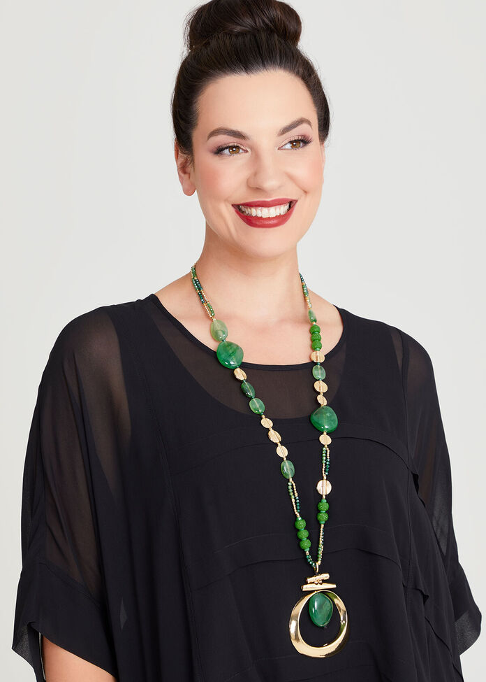 Beaded Gong Necklace, , hi-res