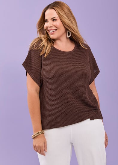 Plus Size Scoop Neck Drape Knit Top