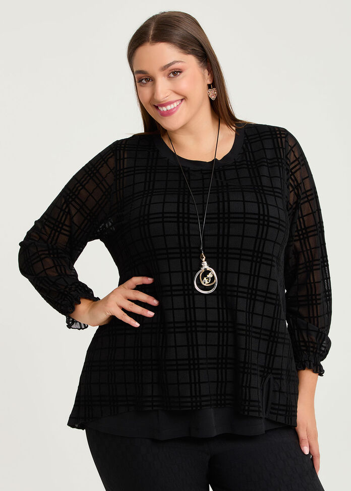Check It Out Flocked Top, , hi-res