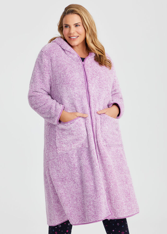 zip dressing gowns ladies Plus Size Women's Hooded Gown: Purple zip up dressing gown matalan
