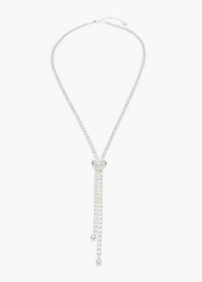 Diamante Heart Lariat Necklace