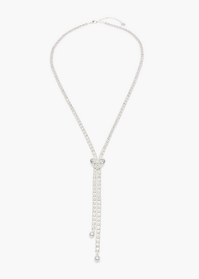 Diamante Heart Lariat Necklace, , hi-res