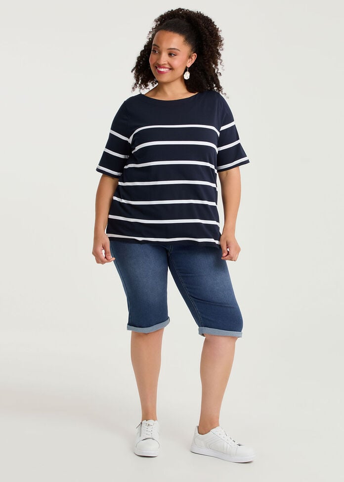 Cotton Nautical Stripe T-shirt, , hi-res