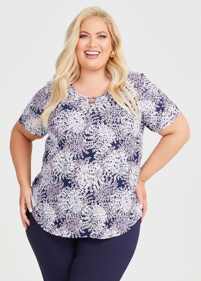 Scoop Neck Short Sleeve Top, , hi-res