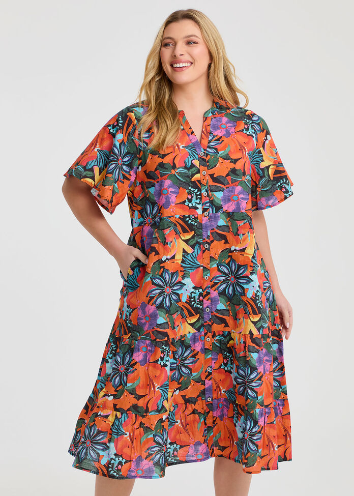 Cotton Summer Flora Dress, , hi-res