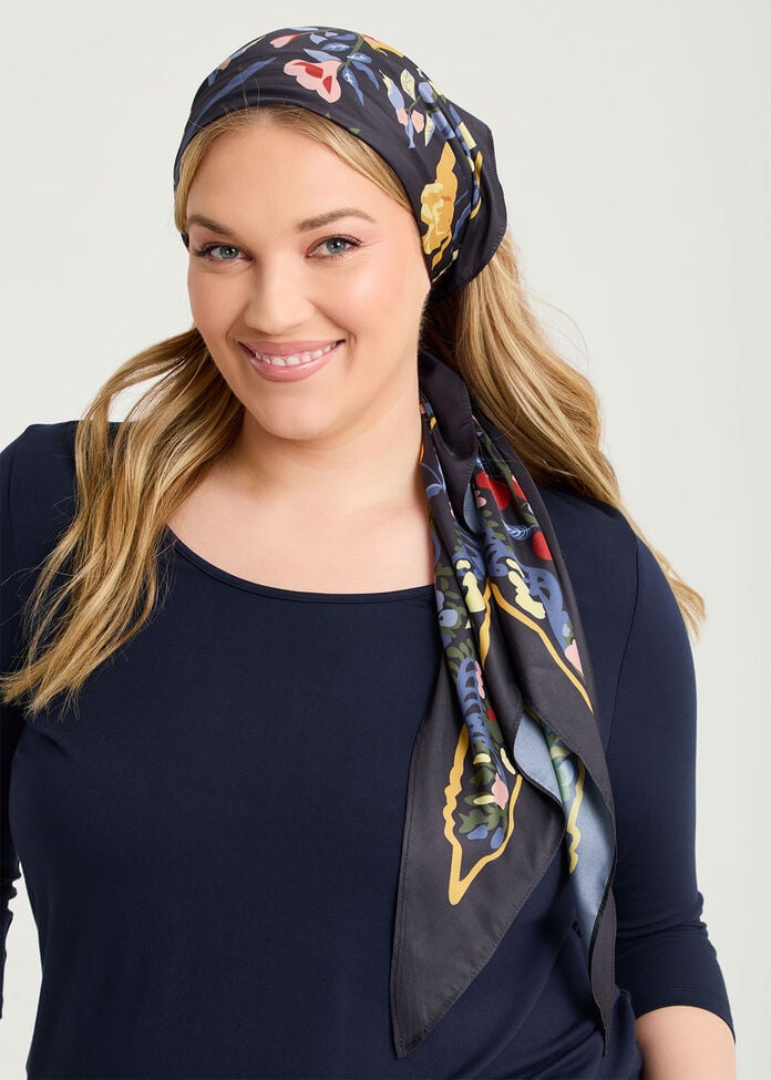 Floral Print Triangle Scarf, , hi-res