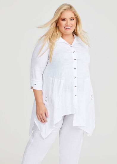 Plus Size Self Check Swing Natural Shirt