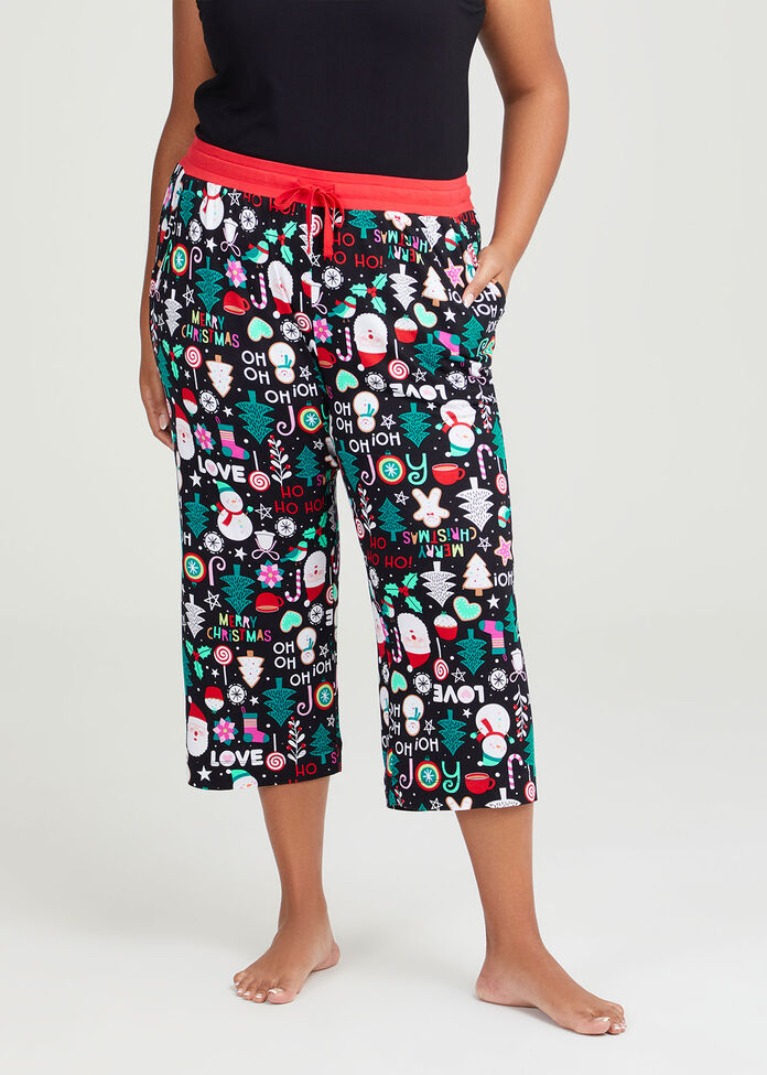 Shop Plus Size Bamboo Xmas Pyjama 3/4 Pant in Multi Taking Shape AU
