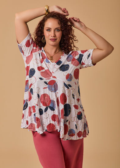 Plus Size Foil Bardot Bamboo Crush Top