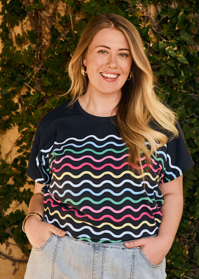 Cotton Waves Stripe Top, , hi-res
