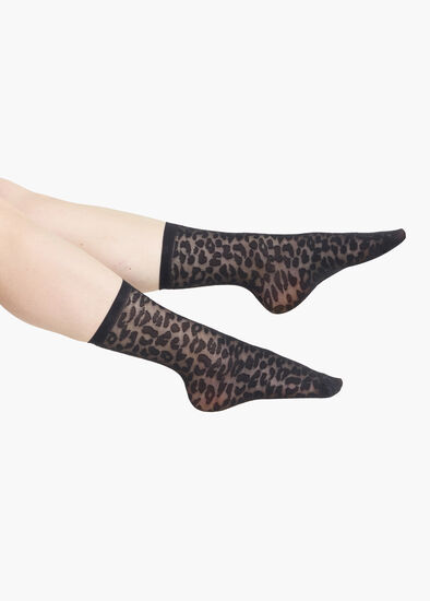 Plus Size 2 Pack Sheer Leopard Socks