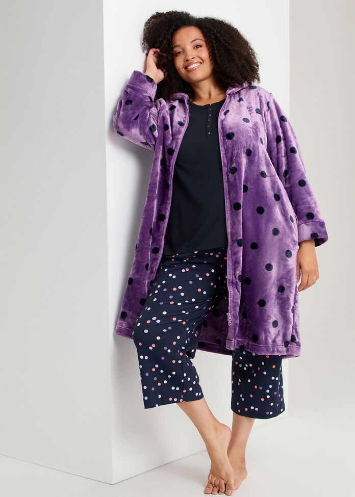 Spot Hooded Dressing Gown, , hi-res