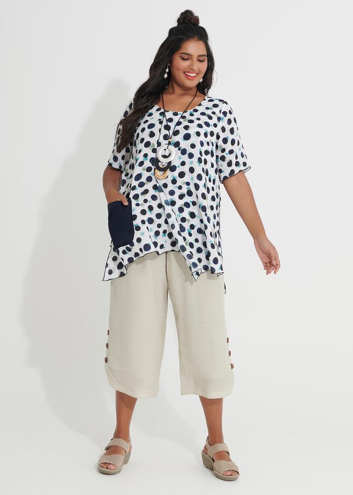 Petite Button Crop Pant, , hi-res