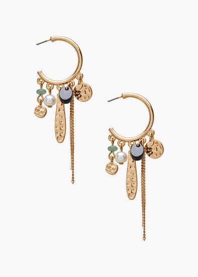Plus Size Beaded Hoop Charm Earrings