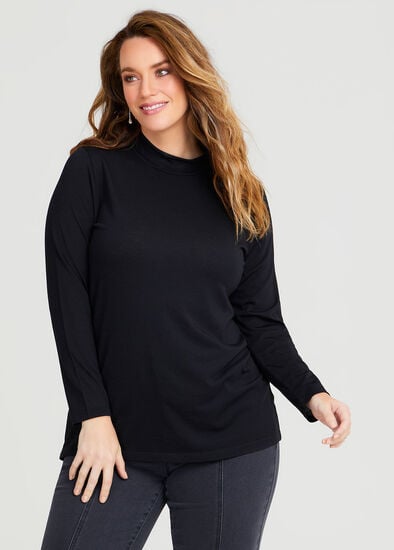 Plus Size Wool Bamboo Mock Neck Top