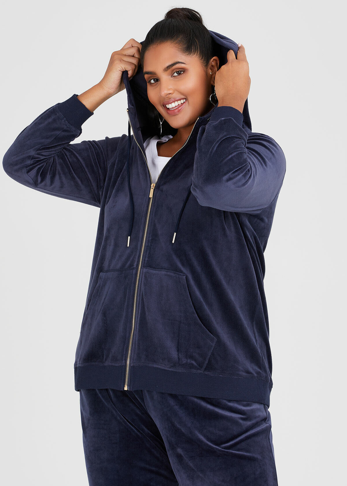 Shop Plus Size Velour Luxe Hoodie in Blue Taking Shape AU