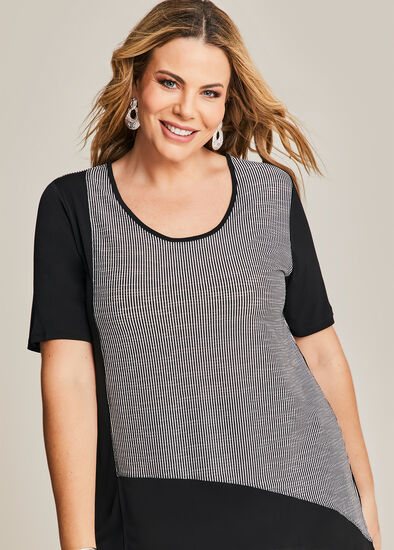 Plus Size Spliced Stripe Top