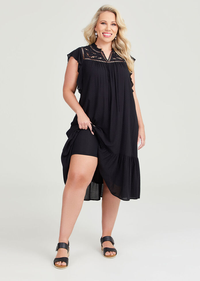 Shop Plus Size Natural Dobby Cutout Dress in Black | Taking Shape AU