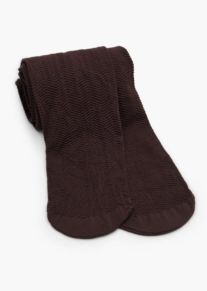 Opaque Chevron Textured Tights, , hi-res