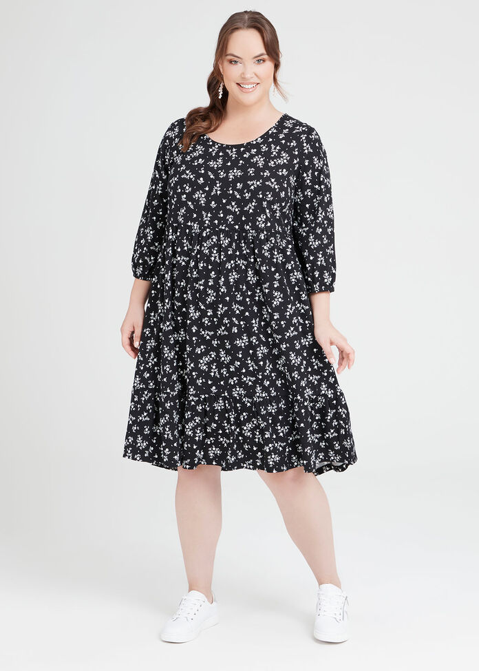 Organic Cotton Tiered Ditsy Dress, , hi-res