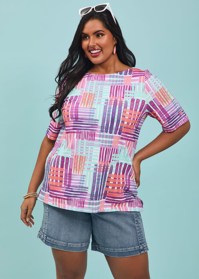 Cotton Pastel Check T-shirt, , hi-res