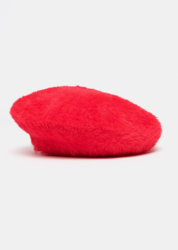 Fuzzy Knit Beret, , hi-res