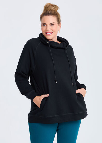 Plus Size Drawstring Collar Sweat