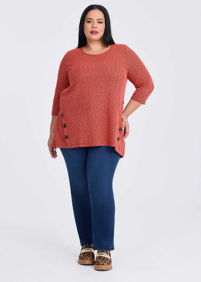 Textured Button Detail Top, , hi-res