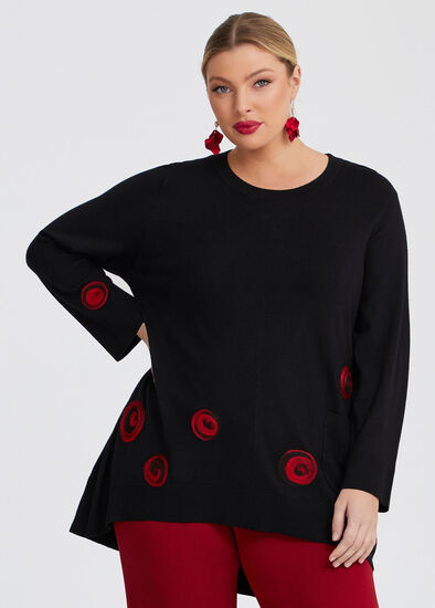 Plus Size Felt Spot Natural Tulip Jumper