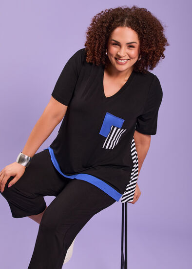 Plus Size Natural Holiday Stripe Top