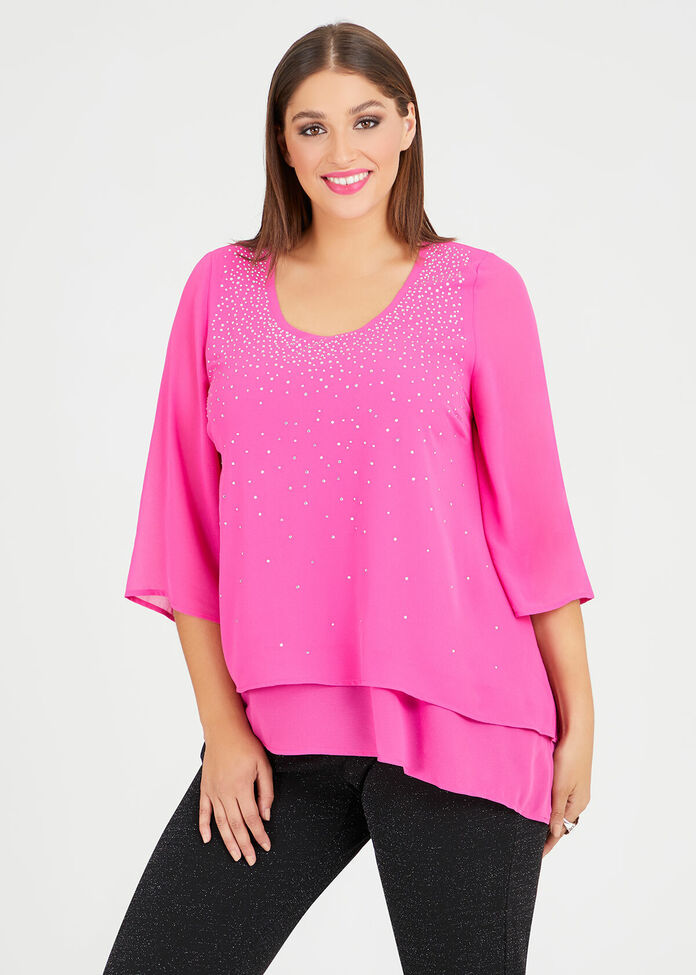 Crystal Layered Evening Top, , hi-res