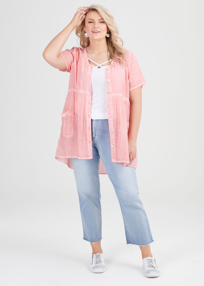 Cotton Sunset Button Top, , hi-res