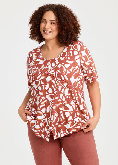 Plus Size Moroccan Sun Foil Natural Top