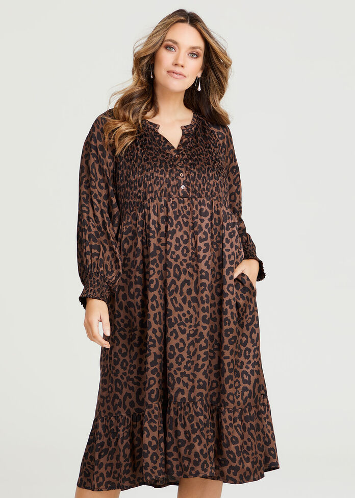 Shop Plus Size Luxe Animal Shirred Dress in Multi | Taking Shape AU