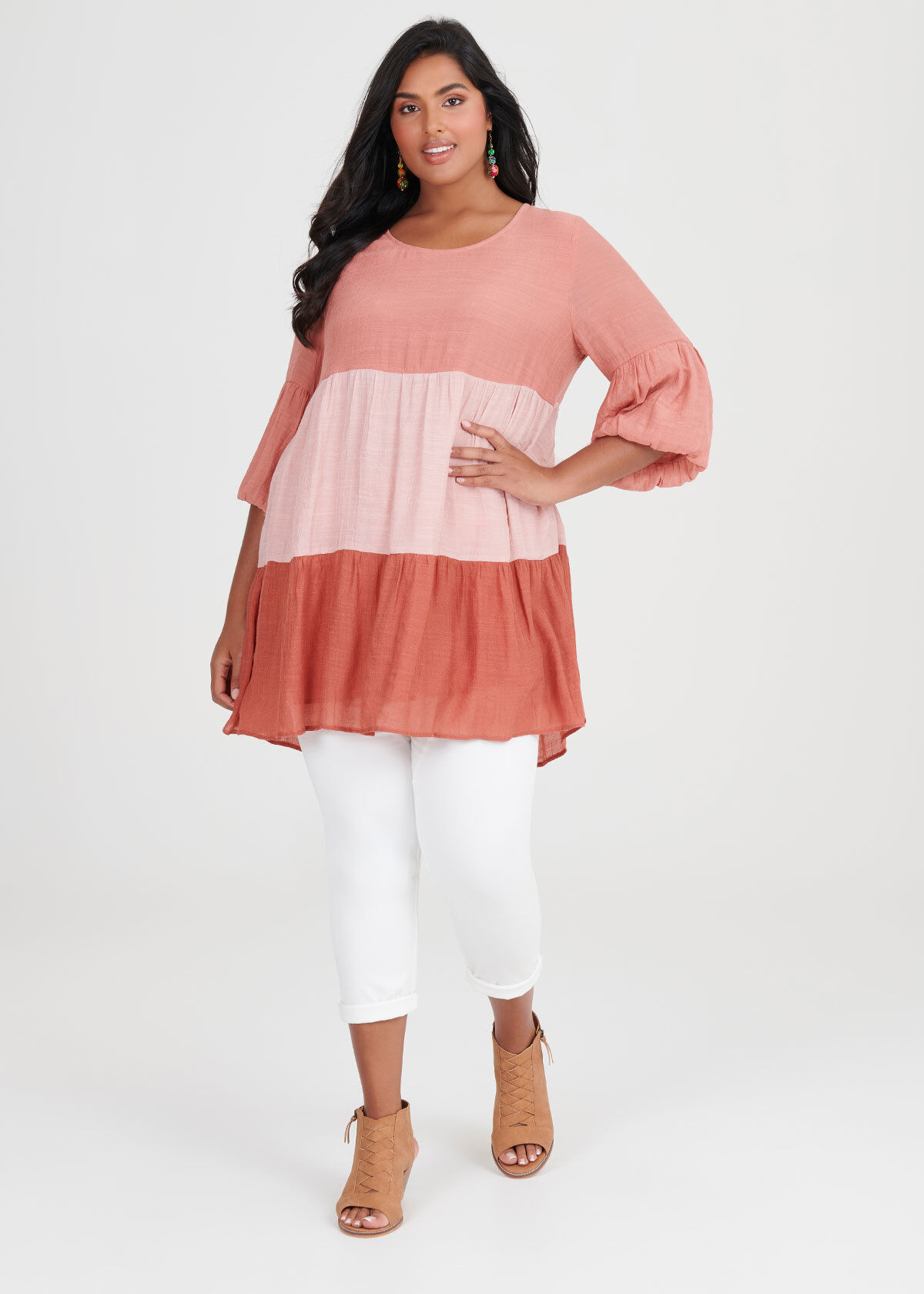 Shop Plus Size Spliced Flowy Tunic in Multi Sizes 12 30 Taking