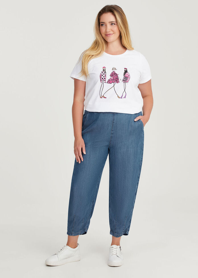 Chambray Lantern Crop Pant, , hi-res